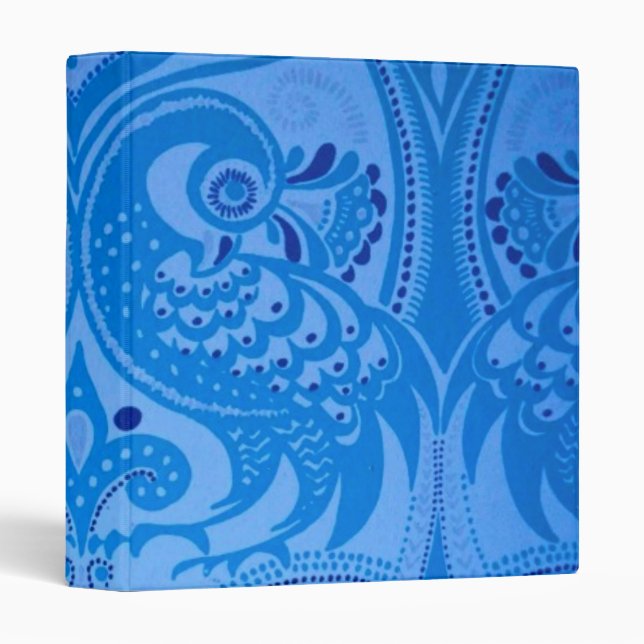 Blue Oriental Peacock Birds Binder (Front/Spine)