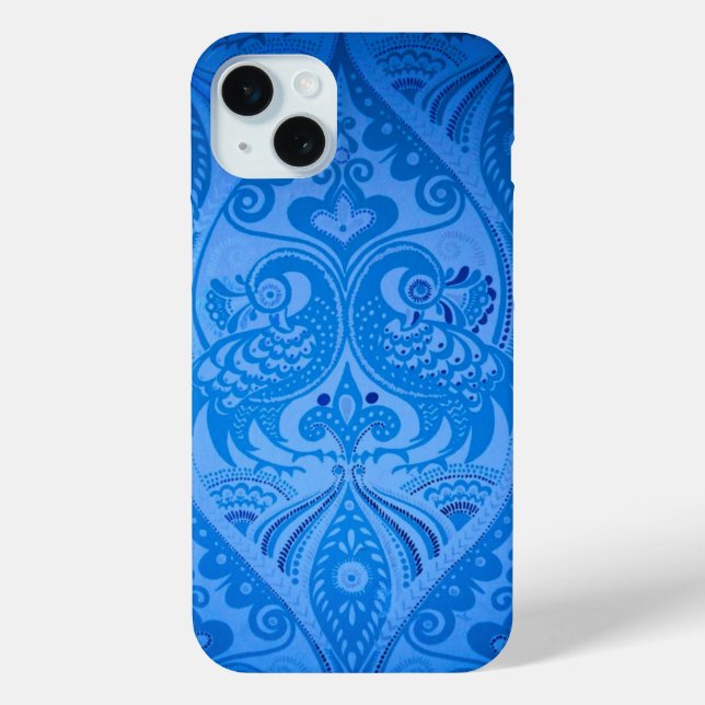Blue Oriental Peacock Birds Case-Mate iPhone Case (Back)