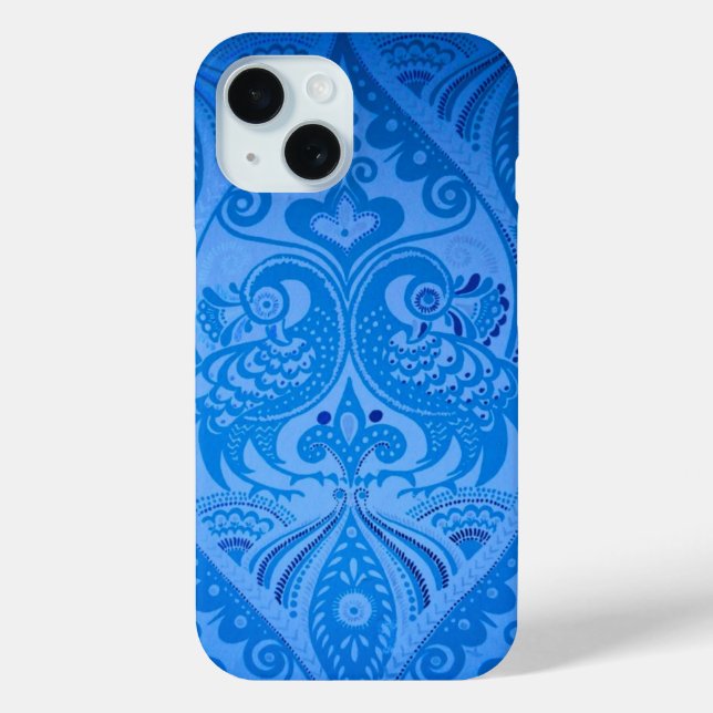 Blue Oriental Peacock Birds Case-Mate iPhone Case (Back)