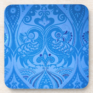 Blue Oriental Peacock Birds Coaster