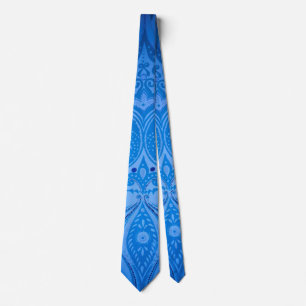 Blue Oriental Peacock Birds Tie