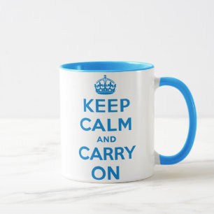 Blue Original Keep Calm and Carry On Ringer Mug
