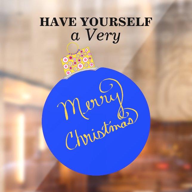 Blue Ornament Ball Merry Christmas Window Cling (Sheet 2)