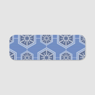 Blue Ornament Pattern design Name Tag