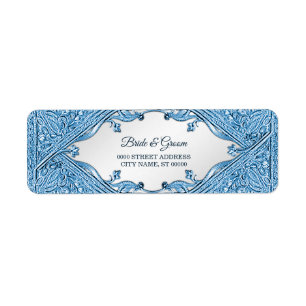 Blue Ornamental Frame Return Address Label