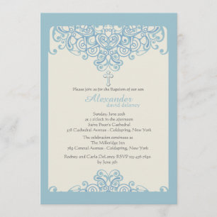 Blue Ornamental Religious Invitation