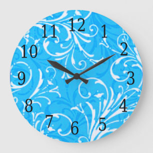 Blue Ornamental Round Clock
