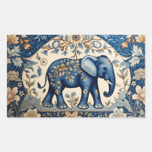 Blue Ornate Elephant Vintage Floral Sticker