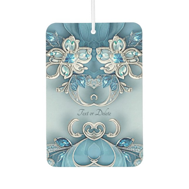 Blue Ornate Floral Air Freshener (Front)