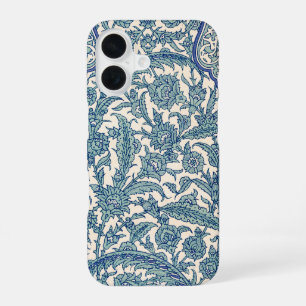 Blue Ornate Floral Arabic Pattern iPhone 16 Case