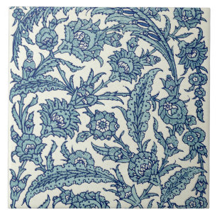 Blue Ornate Floral Arabic Pattern Tile