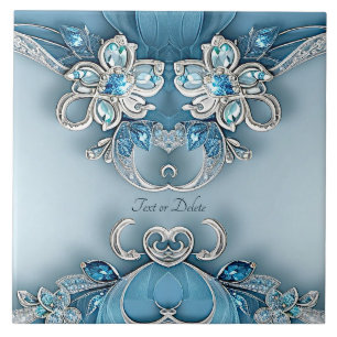Blue Ornate Floral Ceramic Tile