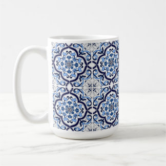 Blue Ornate Floral Mediterranean Sicilian Tile Coffee Mug