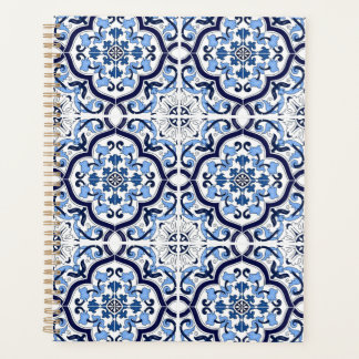 Blue Ornate Floral Mediterranean Sicilian Tile Planner