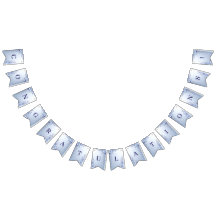 Blue Ornate Flowers with Pearls Bunting Flag