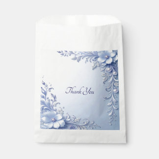 Blue Ornate Flowers with Pearls Favour Bag