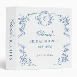 Blue Ornate Grace Victorian Bridal Shower Recipe Binder