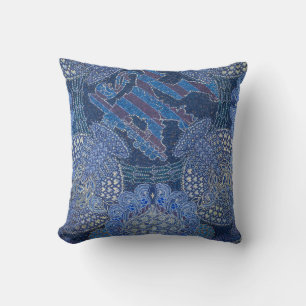 Blue Ornate Mosaic Art, Germany Throw Pillow