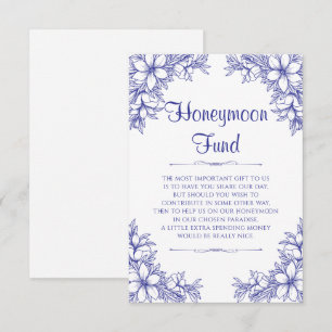 Blue Ornate Wedding Honeymoon Fund Enclosure Card