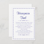 Blue Ornate Wedding Honeymoon Fund Enclosure Card<br><div class="desc">Add these chic Blue Ornate Wedding Honeymoon Fund Enclosure Cards into your wedding invitations to let your guests know that you have a honeymoon fund. The text and background colour can be changed to suit your own requirements.</div>