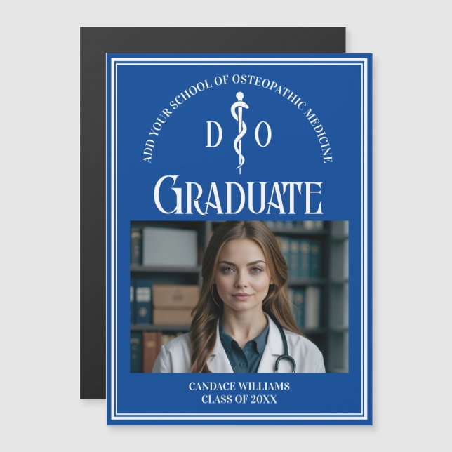 Blue Osteopathic Medical School Graduation Magnet (Front/Back)