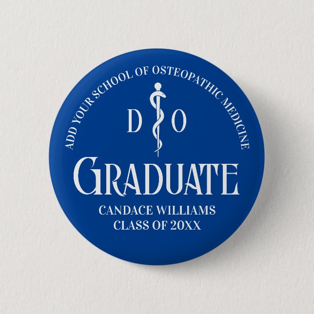 Blue Osteopathic Medical School Graduation Party 2 Inch Round Button (Front)