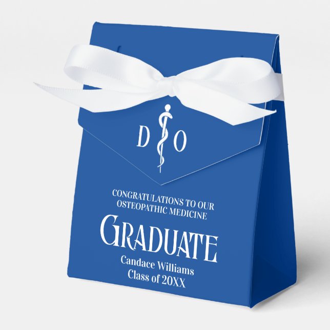 Blue Osteopathic Medical School Graduation Party Favor Box (Front Side)