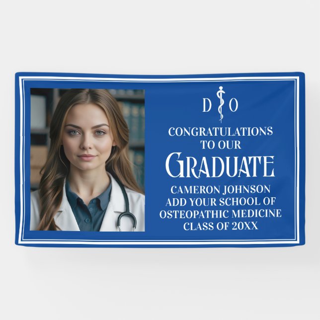 Blue Osteopathic Medical School Graduation Photo Banner (Horizontal)