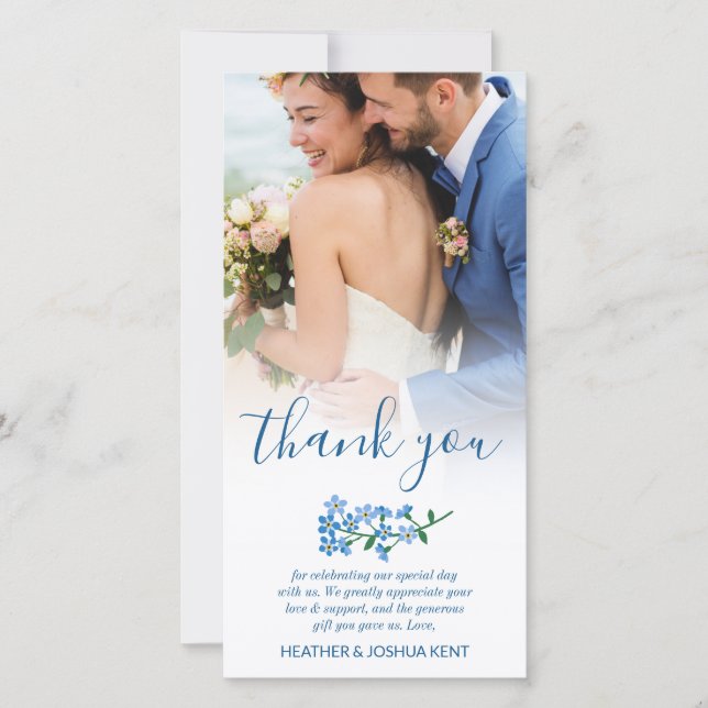 Blue Oubliez-moi pas Mariage Merci photo (Devant)