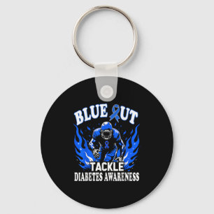 Blue Out Tackle Diabetes Awareness American Footba Keychain