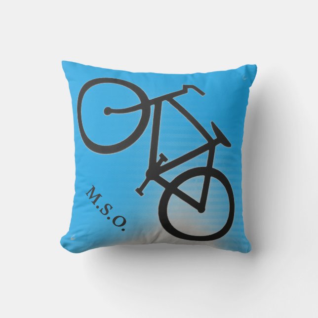 Blue  outdoor personalized Monogram  on Bike sign Throw Pillow (Front)