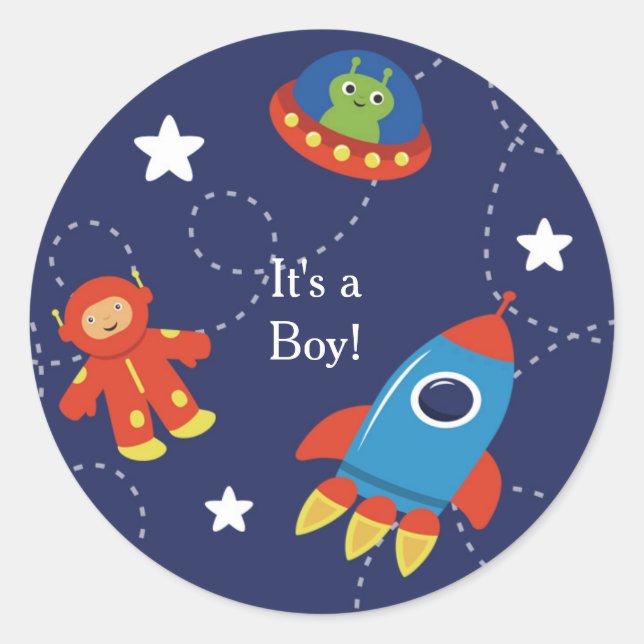 Blue Outer Space Alien Baby Personalized Sticker (Front)