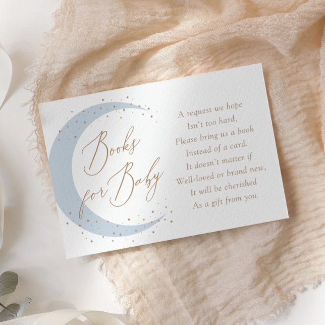 Blue Over the Moon Baby Shower Books for Baby Enclosure Card (Creator Uploaded)
