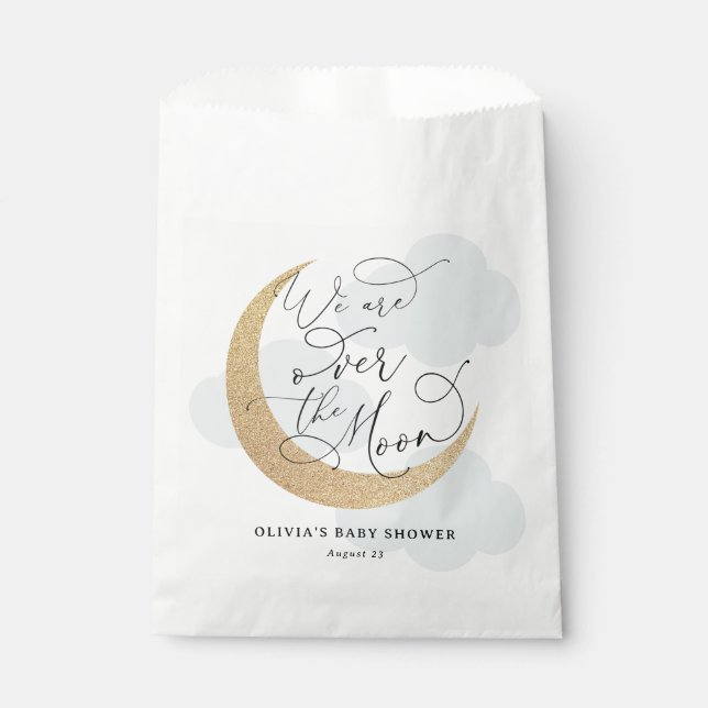 Blue Over the Moon Baby Shower Favour Bag (Front)