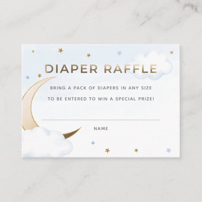Blue Over the Moon Diaper Raffle Insert Card (Front)