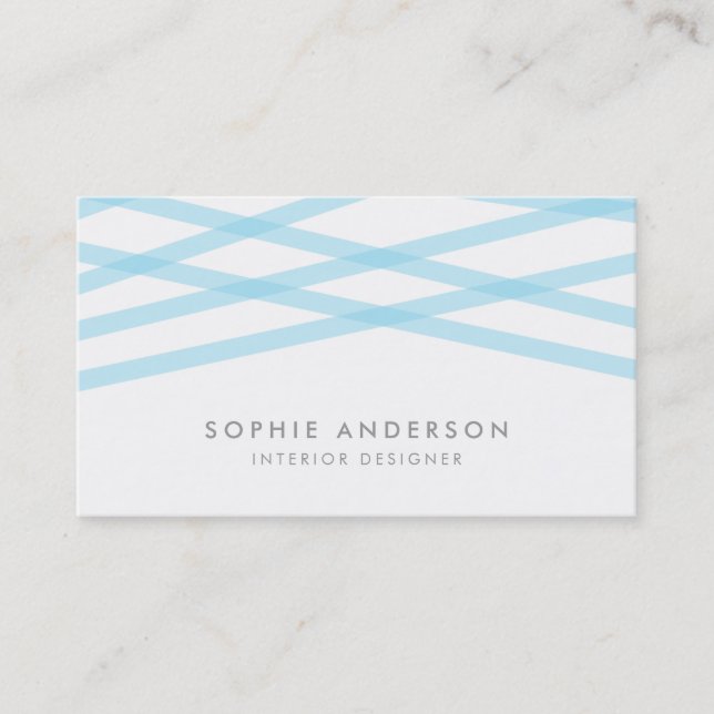 Blue Overlapping Lines Business Card (Front)