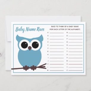Blue Owl Baby Name Race Baby Shower Game Invitation