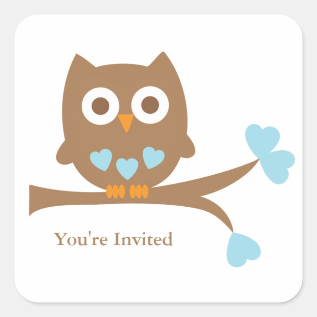 Blue Owl Baby Shower Envelope Seal (Front)