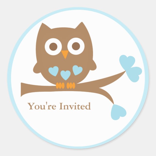 Blue Owl Baby Shower Envelope Seal (Front)