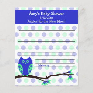 Blue Owl Baby Shower Personalized Advice Cards