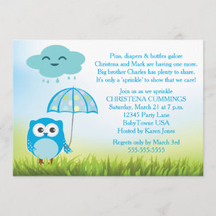 Blue Owl Baby Sprinkle Invitation
