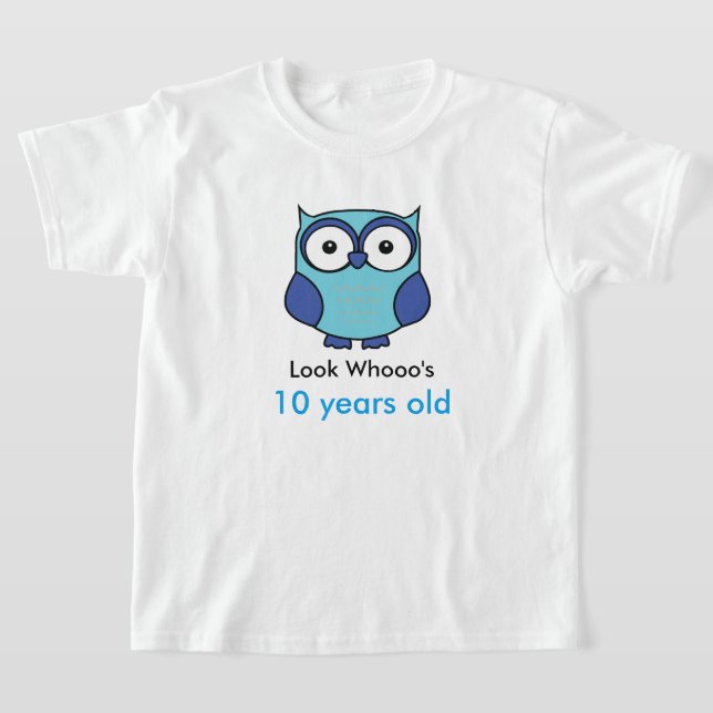 Blue Owl Birthday with Age Personalized T-Shirt (Laydown)