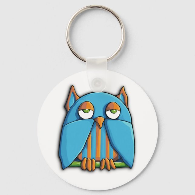Blue Owl blue Keychain (Front)