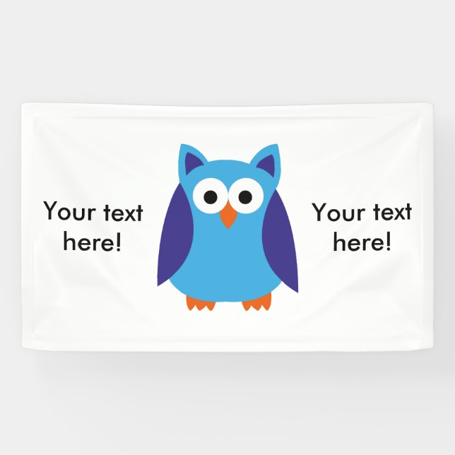 Blue owl cartoon banner (Horizontal)