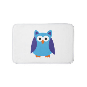 Blue owl cartoon bath mat