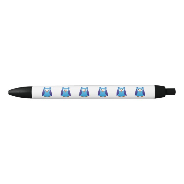 Blue owl cartoon black ink pen (Front)