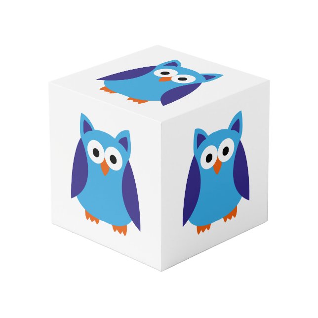 Blue owl cartoon cube (Front Angled)