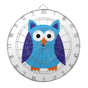 Blue owl cartoon dartboard