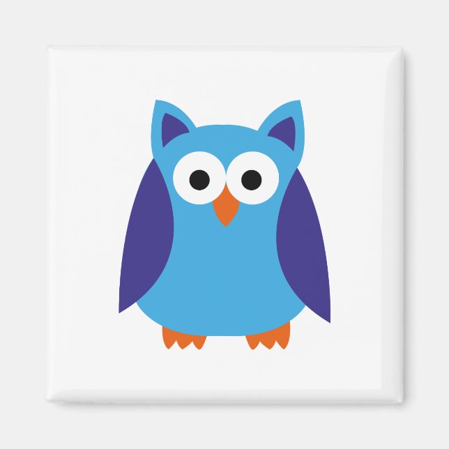 Blue owl cartoon magnet (Front)