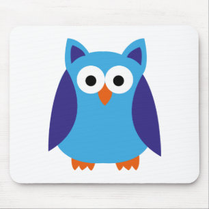 Blue owl cartoon mouse pad